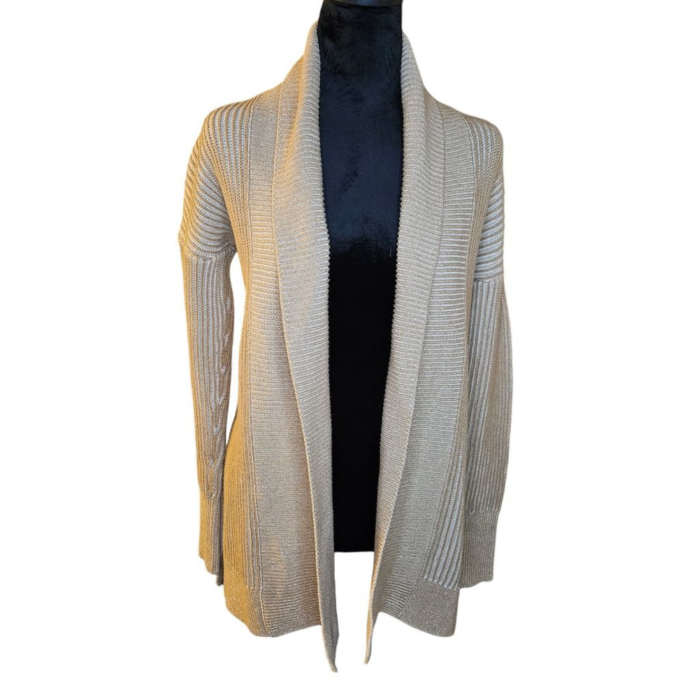 Tahari XS Tan Beige Open Front Cardigan - Picture 2 of 8